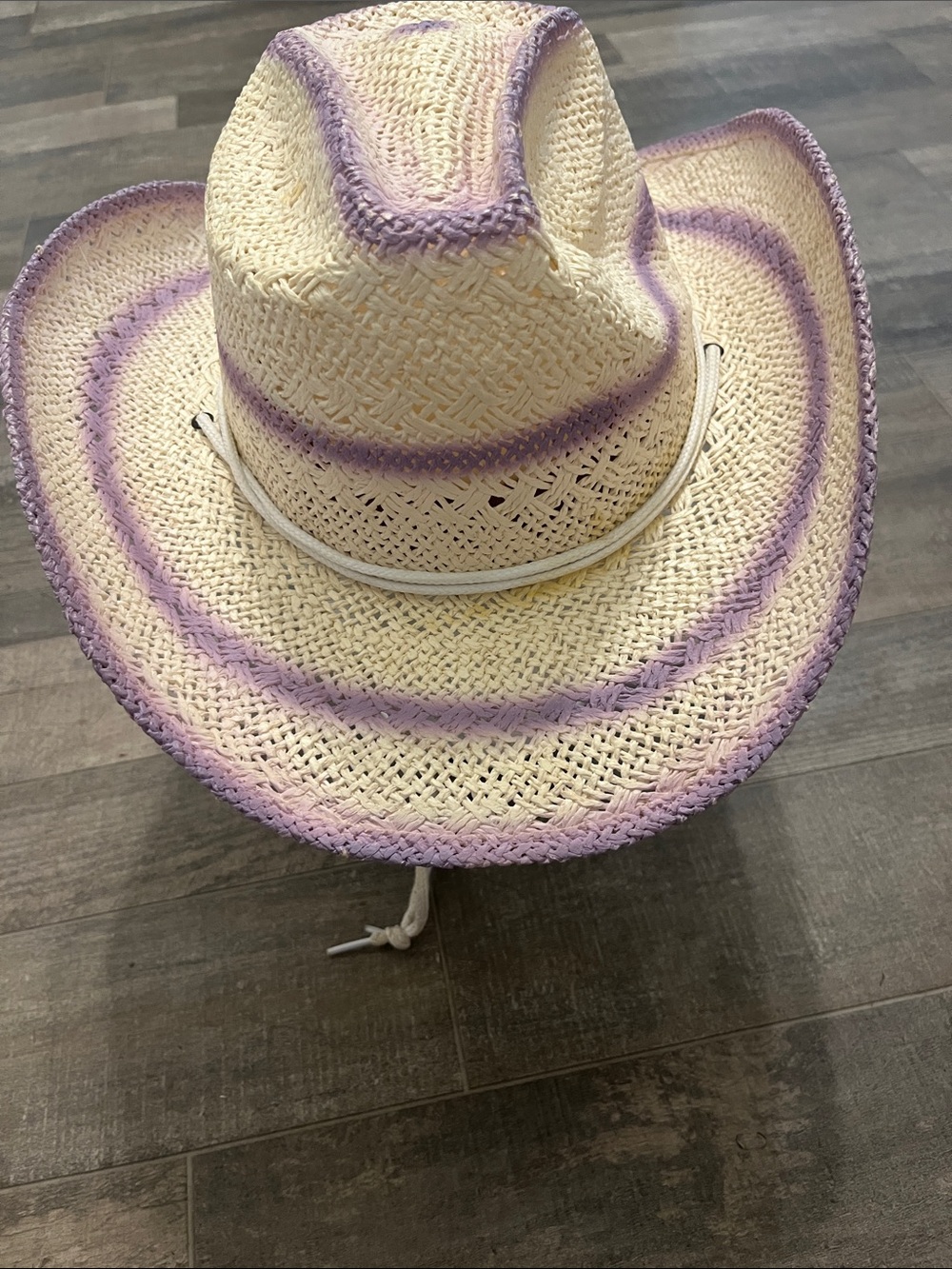 Natural Straw Cowboy Hat with Lavender Trim